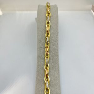 Beyaz taşlı roz,gold renk hollow bileklik 14 ayar
